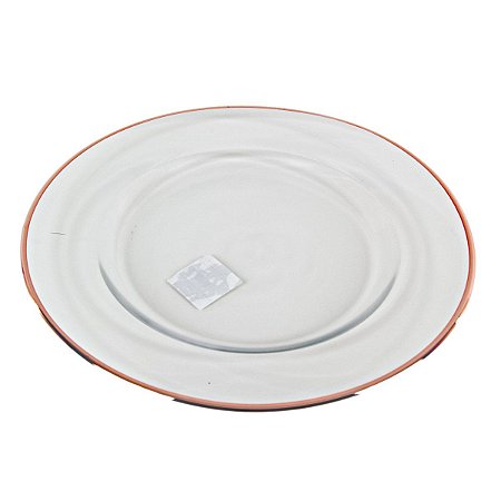 KIT 2 SOUSPLATS REDONDOS DE VIDRO TRANSPARENTE COM BORDA NA COR ROSÉ 33 CM MESA POSTA