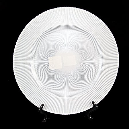 KIT 2 SOUSPLATS REDONDOS DE VIDRO RAIADO PÉROLA 33 CM MESA POSTA