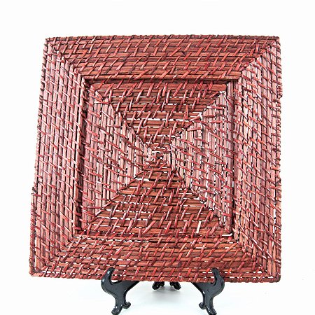 KIT 2 SOUSPLATS QUADRADOS EM RATTAN MARROM 33 X 33 CM MESA POSTA