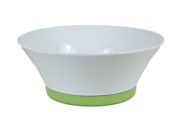 SALADEIRA EM CERÂMICA ESMALTADA VERDE E BRANCA 25,5 CM MESA POSTA