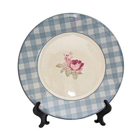 KIT 2 PRATOS RASOS LINHA MONACO SOFT BLUE EM CERAMICA BEGE AZUL ROSA 26 CM MESA POSTA