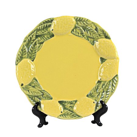 CONJUNTO DE PRATOS RASOS EM CERAMICA AMARELO LIMÃO 26 CM MESA POSTA 2 UNIDADES