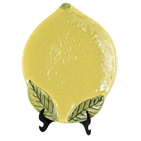 CONJUNTO DE PRATOS DE SOBREMESA EM CERAMICA AMARELO LIMÃO 24 X 19 X 2,3 CM MESA POSTA 2 UNIDADES