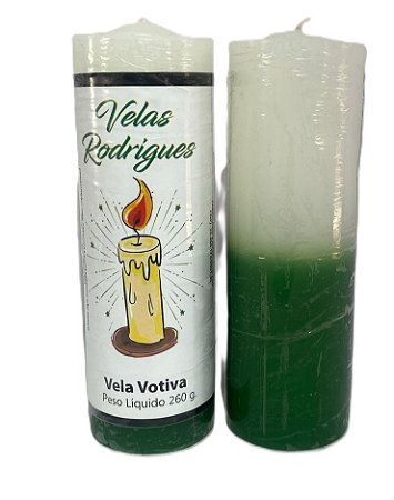 Vela de 7 dias branca e verde 15 cm 260 gr