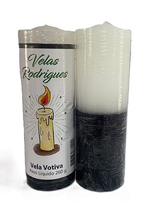 Vela de 7 dias branca e preta 15 cm 260 gr
