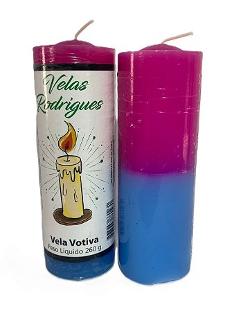 Vela de 7 dias rosa e azul claro 15 cm 260 gr