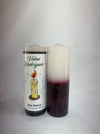 Vela de 7 dias branca e roxo escuro 15 cm 260 gr
