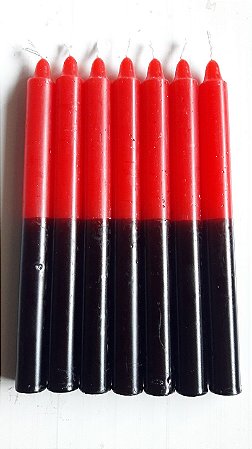 Vela palito Vermelho e Preto 18 cm Kg