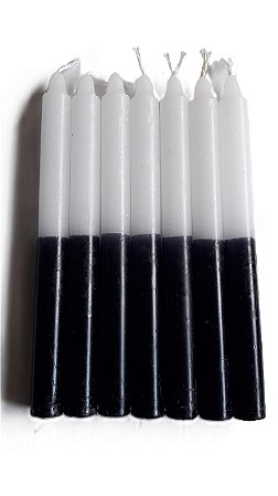 Vela palito Branca e Preto 18 cm 1 Kg