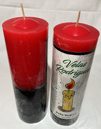Vela de 7 dias vermelha e preta 15 cm 1 und 260 gr