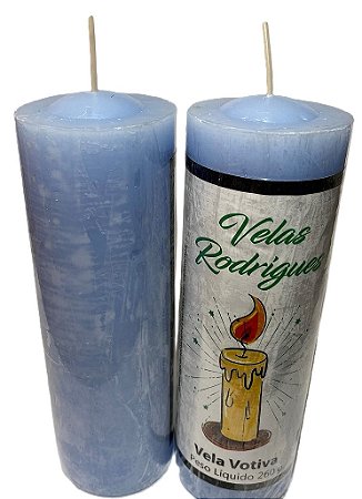 Vela de 7 dias azul claro 15 cm 260 gr