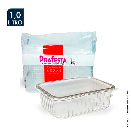 POTE RETANGULAR 1000ML CAIXA COM 144 UNIDADES | PRA FESTA