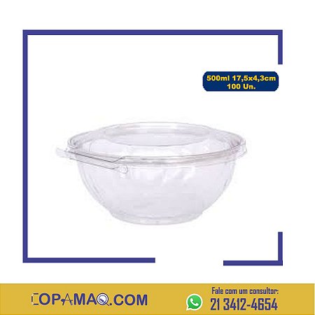 Pote plástico saladeira capacidade 500ml medindo 17,5x4,3cm fibraform com  100 unidades - Copamaq Comercial