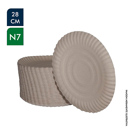 Prato de papelão N7 com 28 cm 100 unidades
