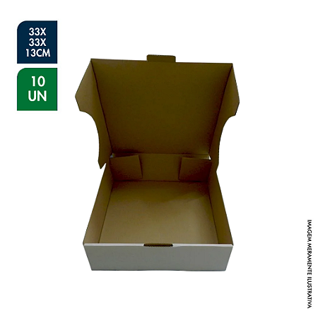CAIXA DE PAPELÃO PARA TORTA ALTA BRANCA 33X32X13CM – PCT C/ 10UN
