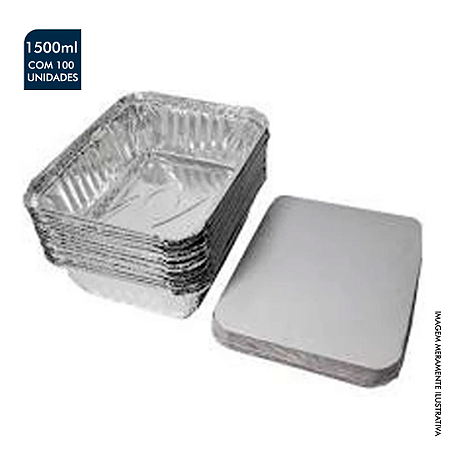 BANDEJA DE ALUMÍNIO 1500ML COM 100 UNIDADES