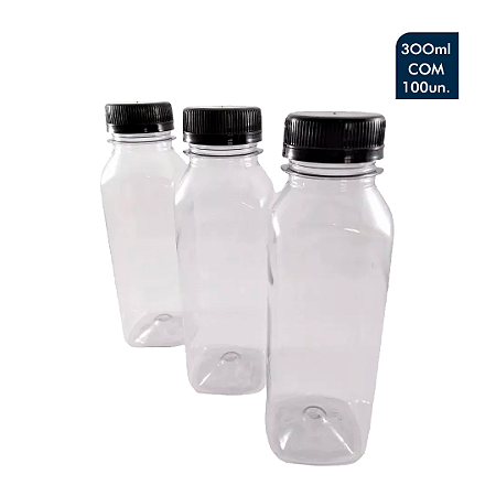 GARRAFA PET TRANSPARENTE 300ML COM 100 UNIDADES