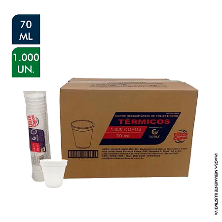 Copo de isopor 70ml com 1000 unidades
