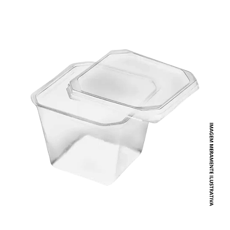 POTE QUADRADO PLÁSTICO C/ TAMPA 250ML - PCT C/ 240UN