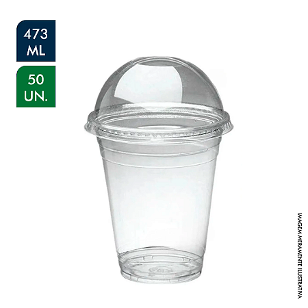 Copo bolha 473ml com tampa plana e tampa bolha pacote com 50 unidades