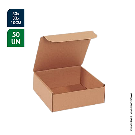 CAIXA DE PAPELÃO PARA TORTA ALTA PARDA 33X33X10CM – PCT C/ 50UN