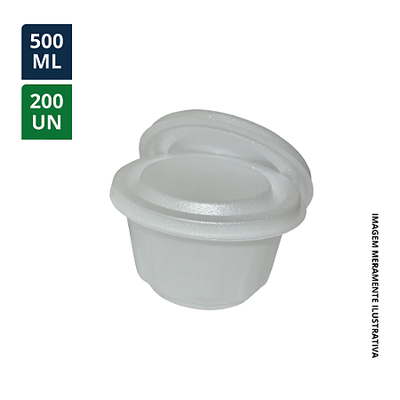 POTE DE ISOPOR (CUMBUCA) TÉRMICA C/ TAMPA 500ML - CX C/ 200UN
