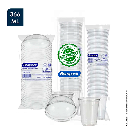 Copo bolha 260ml com tampa plana e tampa bolha pacote com 50 unidades