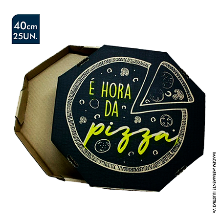 CAIXA DE PIZZA OCTOGONAL KRAFT 40CM C/ 25 UNDS