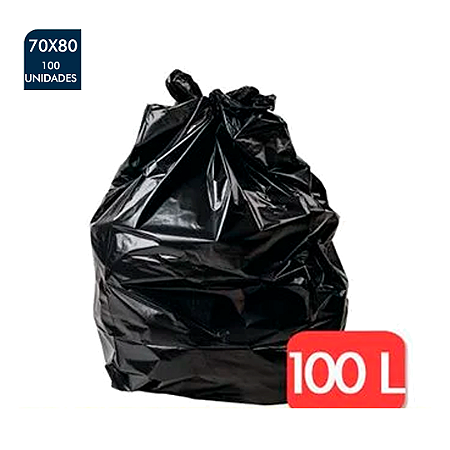 Saco De lixo 100L Preto Padrão 70x80 com 100 unid