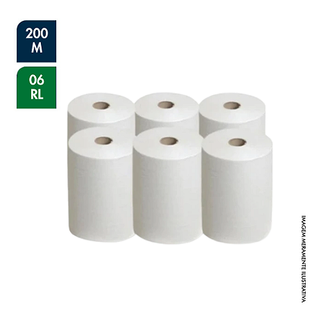 PAPEL TOALHA BOBINA 200M PCT C/ 6 ROLOS