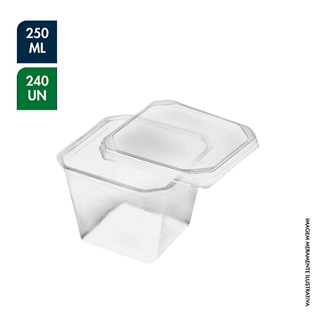 POTE QUADRADO TRANSPARENTE 250ML PCT C/ 240UN