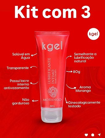 kit com 3 Lubrificante intimo 80G MORANGO