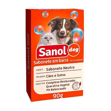 Sabonete Sanol Dog Neutro para Cães e Gatos 90g