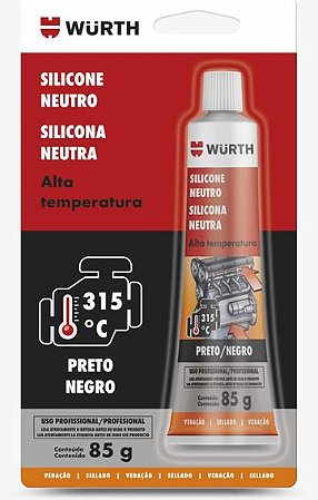 Vedação Cola Silicone Alta Temperatura Pro Preto Wurth 315c - GTM Auto Peças