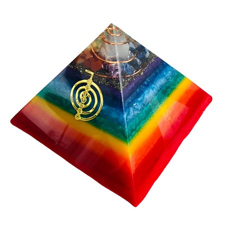 ORGONITE QUÉOPS 7 CHAKRAS - 12cm base x 9,5cm altura