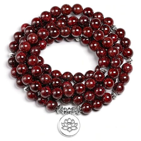 Japamala BRACELETE GRANADA 108 contas de 8mm com FLOR DE LÓTUS