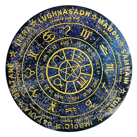 ORGONITE RODA DO ANO - CALENDÁRIO WICCA -PÓ DE HEMATITA, CRISTAL DE QUARTZO EM PÓ E E LIMALHA DE METAIS - DIÂMETRO 25CM - PEÇA ÚNICA