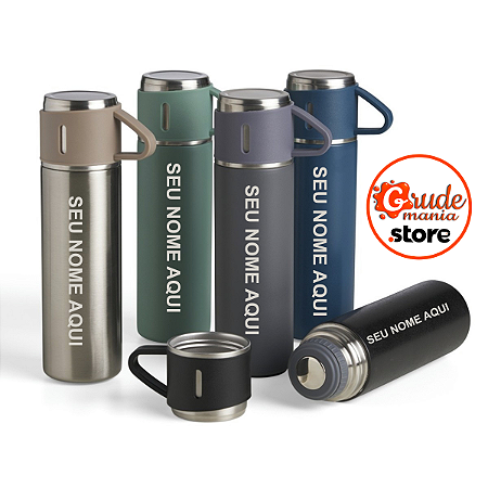 Garrafa Térmica Inox 450ml com tampa gravada a laser