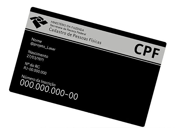 CPF gravado personalizado a laser Black