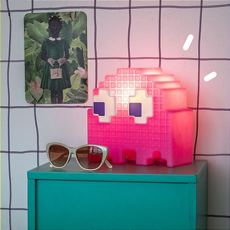 Luminária Fantasma (Rosa) em polietileno: Pac-Man Pinky- Licenciada