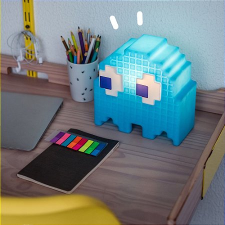 Luminária Fantasma (Azul) em polietileno: Pac-Man Inky- Licenciada