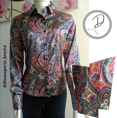camisa botão estampada