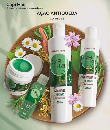 Kit Antiqueda E Calvície 15 Ervas para Tratamento Capilar - Capi Hair - Abelha Rainha
