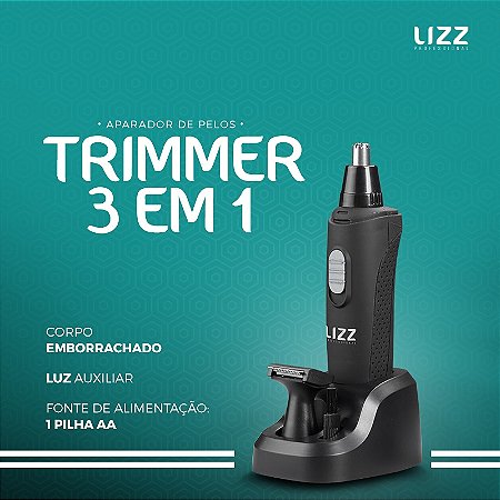 Aparador De Pelos Lizz - Trimmer 3 Em 1 - Nariz E Orelhas