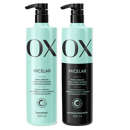 Kit Shampoo e Condicionador OX Micelar 500ml para Hidratação