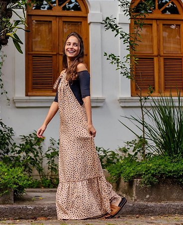 vestido salopete longo