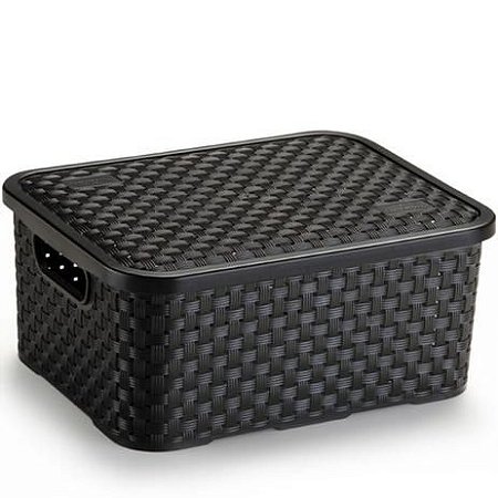 CESTO RATTAN C/ TP MEDIO PRETO