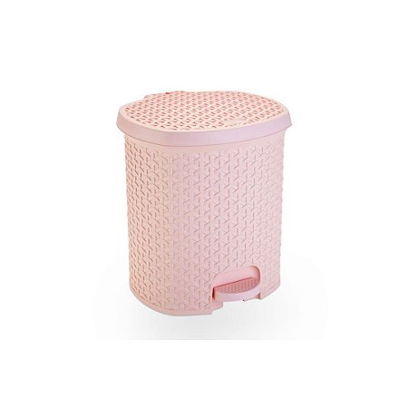 LIXEIRA RATTAN C/PEDAL 15 LTS - ROSA