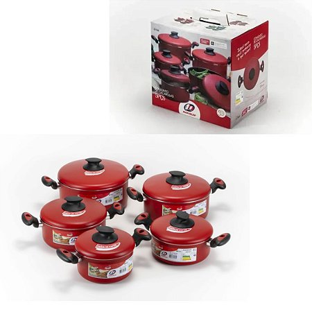 CJ CACAROLAS CEREJA C/ 5PCS ANTIADERENTE