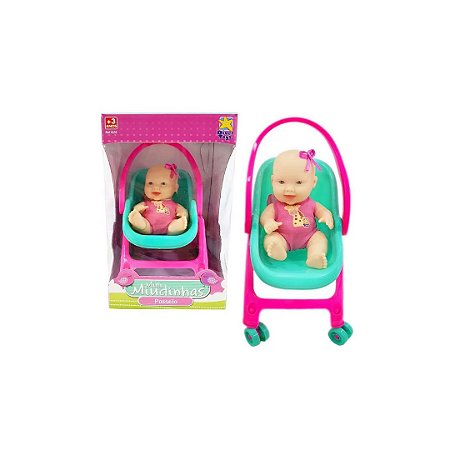 BONECA MINI MIUDINHAS CARRINHO PASSEIO